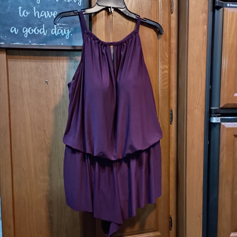 NWT Aqua Green One Piece Purple Swimsuit 16W